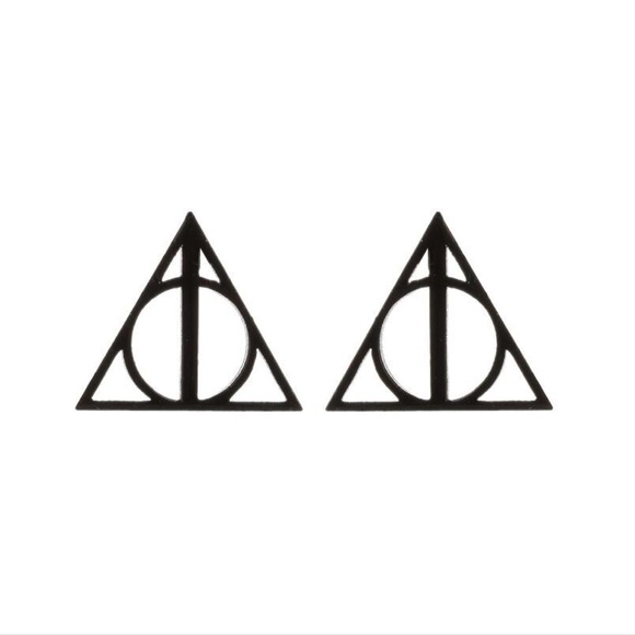 Harry Potter Deathly Hallows Triangular Stud Earrings - Picture 8 of 11